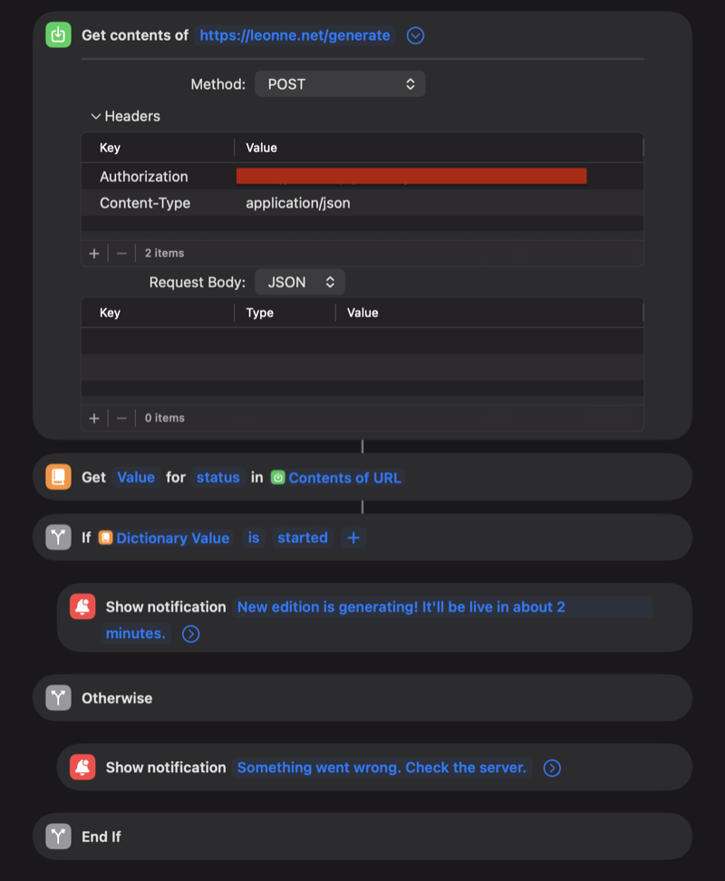 Screenshot of the macOS/iOS Shortcut